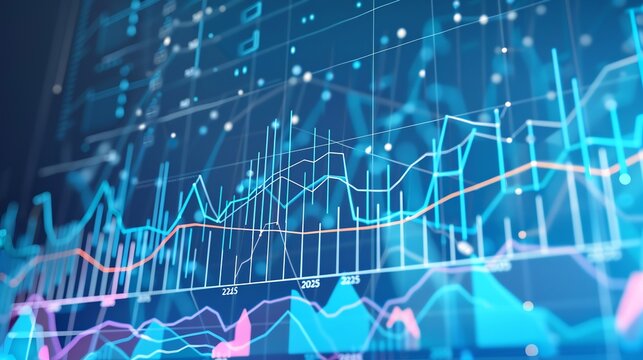 Annual financial summary showcasing chart with yearly data and statistics highlighting the company's progress and growth leading up to 2025 with an emphasis on yearly overview and revenue trends