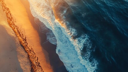 Golden Sands Meet Ocean Waves At Sunrise