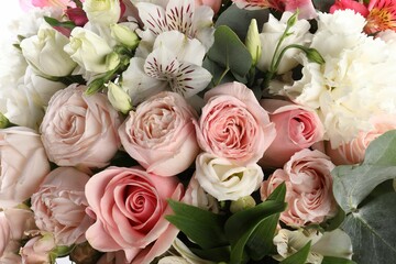 Bouquet of beautiful flowers as background, closeup