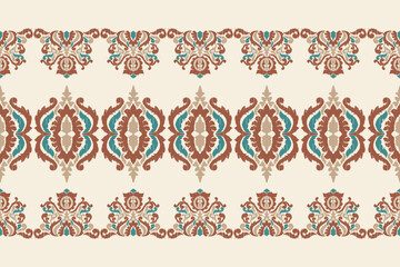 Saree Sarong Motifs Ikat floral paisley embroidery floral.ikat ethnic oriental  seamless pattern traditional.Ikat embroidery style abstract embroidery design for texture,fabric,clothing,wrapping.