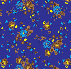 Seamless floral pattern with leaves ,botanical flowers with abstract allover design and background texture