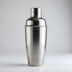 Sleek stainless steel cocktail shaker for the perfect mixology experience, photograph of product photography concept.