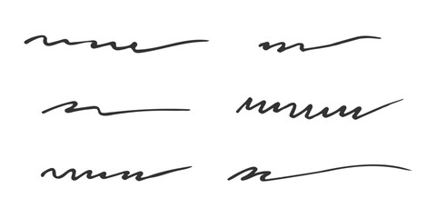 Hand drawn on paper underline for notebook, business, infographic, office work. Set of vector doodle marker and pen freehand sketch .
