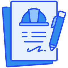 Sign Contract Blue Color Icon