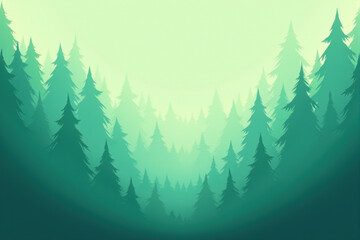Fototapeta premium Abstract forest silhouette in soft pastel green and blue tones for desktops