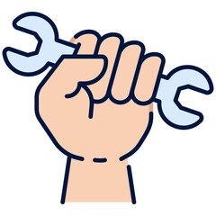 Labour Day Hand with Wrench Filled Line Icon
