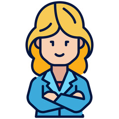 Woman Worker Filled Line Icon