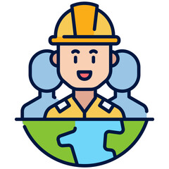 World Worker Filled Line Icon