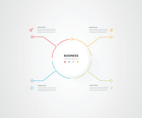 Modern infographic template. Creative circle element design with marketing icons. Business concept with 4 options