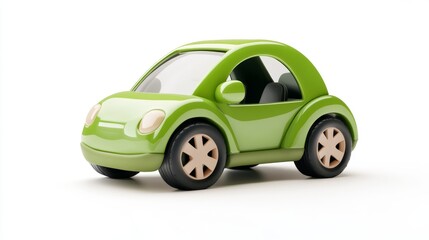 Green eco-friendly car with leaves as design elements