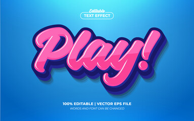 Play 3d Editable Text Effect Style Premium Vector