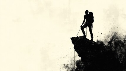 rock climbing silhouette of a man climbing on a mountain continuous line drawing digital illustration