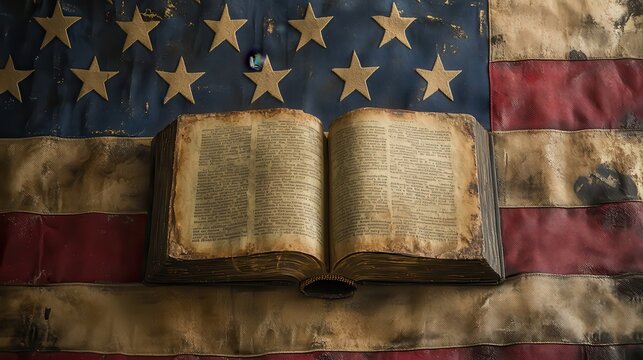 sacred symbols of america holy bible resting on the american flag faith and patriotism