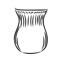 Hand drawn vase in sketch style for engraving isolated on white background. Vintage vase vector illustration. Line art empty clay pot. Object of pottery art in retro style. Vector