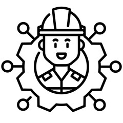 Network Worker Line Icon