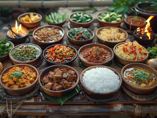 Fototapeta premium Authentic Laotian Cuisine Delicious Food Dishes 8K Ultra HD