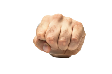 Strong fist gesture symbolizing determination isolated on transparent background