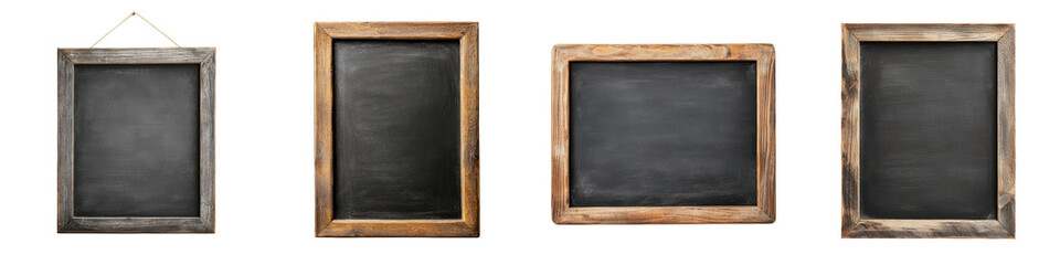 Assortment of vintage and rustic wooden framed chalkboards in various sizes and styles perfect for school office or home decor to display messages announcements or presentations