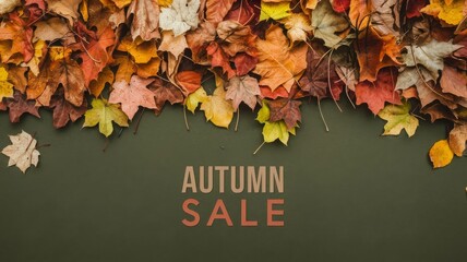Autumn Sale with Colorful Leaves Background. Capture the essence of fall with this vibrant autumn leaves background perfect for promoting seasonal sales and events.