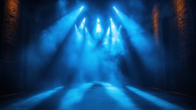 spotlight footlight on the theater stage barn doors and led theater spotlights lamp lights led stage lighting for theaters concerts staging lights for a video film studio productio