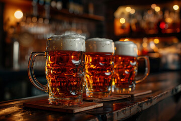 Ai generated photo of happy people enjoying weekend friday in pub