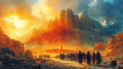 ten commandments given at mount sinai to moses exodus 20 old testament watercolor biblical illustration