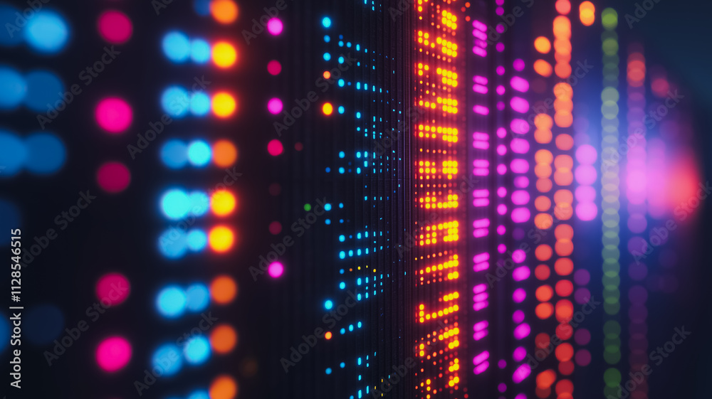 Poster a colorful display of dots that are arranged in a row