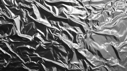 Crumpled Silver Foil Abstract Texture Background