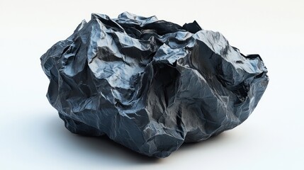 A crumpledpaper bag, showing natural creases and folds, lying on a minimalist white surface for an artistic touch 