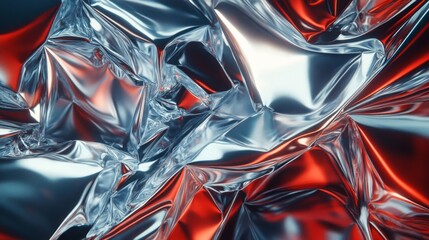 Abstract Red And Silver Metallic Foil Texture