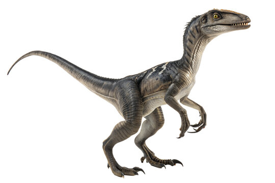 Fototapeta Velociraptor is carnivorous dromaeosaurid dinosaur of the late Cretaceous period isolated on white background.
