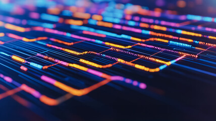 A colorful, abstract image of lines and curves. The colors are bright and vibrant, creating a sense of energy and movement. The image could represent the complex