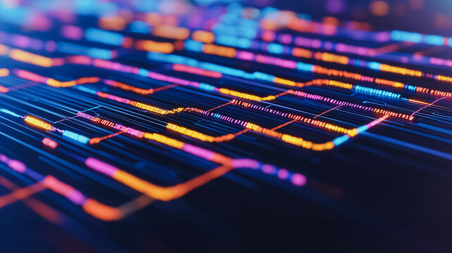 A colorful, abstract image of lines and curves. The colors are bright and vibrant, creating a sense of energy and movement. The image could represent the complex