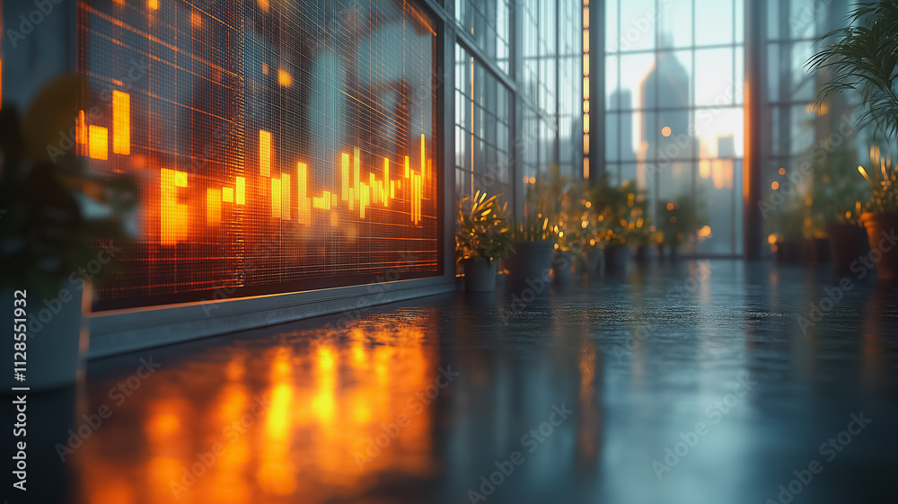 Poster a window with a view of a city and a plant in front of it. the window is covered in a thin layer of 
