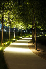 Obraz premium Eco-Friendly Moonlight-Powered Lighting Transforming Nighttime Pathways into Safe, Serene Walks by Harnessing Lunar Energy