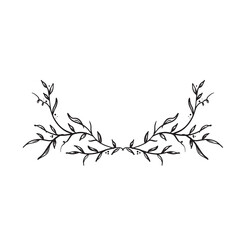 A decorative foliage element. Could be used at top and bottom of an invitation. Featuring leaves hand drawn as a vector.
