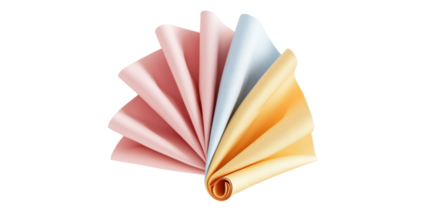 Stack Of Pastel Colored Papers Isolated on Transparent Background