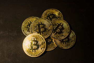 Cryptocurrencies on a black background