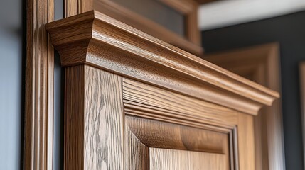  Close-up of intricate wooden door frame showcases craftsmanship and detail in traditional interior design.