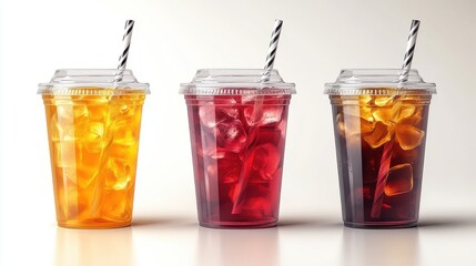 transparent plastic cup cup for takeout with straw and lid realistic mockups of juice ice tea and water bottles an example of a plastic transparent tea and juice container with a dom