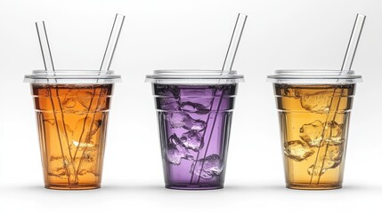 transparent plastic cup cup for takeout with straw and lid realistic mockups of juice ice tea and water bottles an example of a plastic transparent tea and juice container with a dom