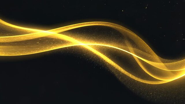 Long, curving line of gold sparkles in the dark. The line is almost as long, and the gold sparkles are scattered throughout the entire length of the line