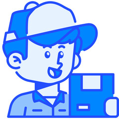 Courier Job and Professions Blue Color Icon