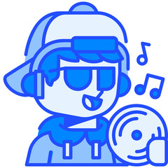 DJ Job and Professions Blue Color Icon