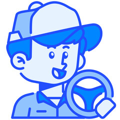 Driver Job and Professions Blue Color Icon