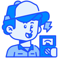 Electrician Job and Professions Blue Color Icon