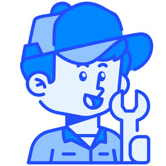 Mechanic Job and Professions Blue Color Icon