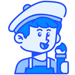 Painter Job and Professions Blue Color Icon