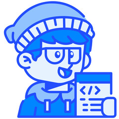 Programmer Job and Professions Blue Color Icon