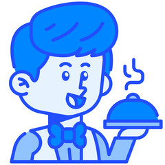 Waiter Job and Professions Blue Color Icon